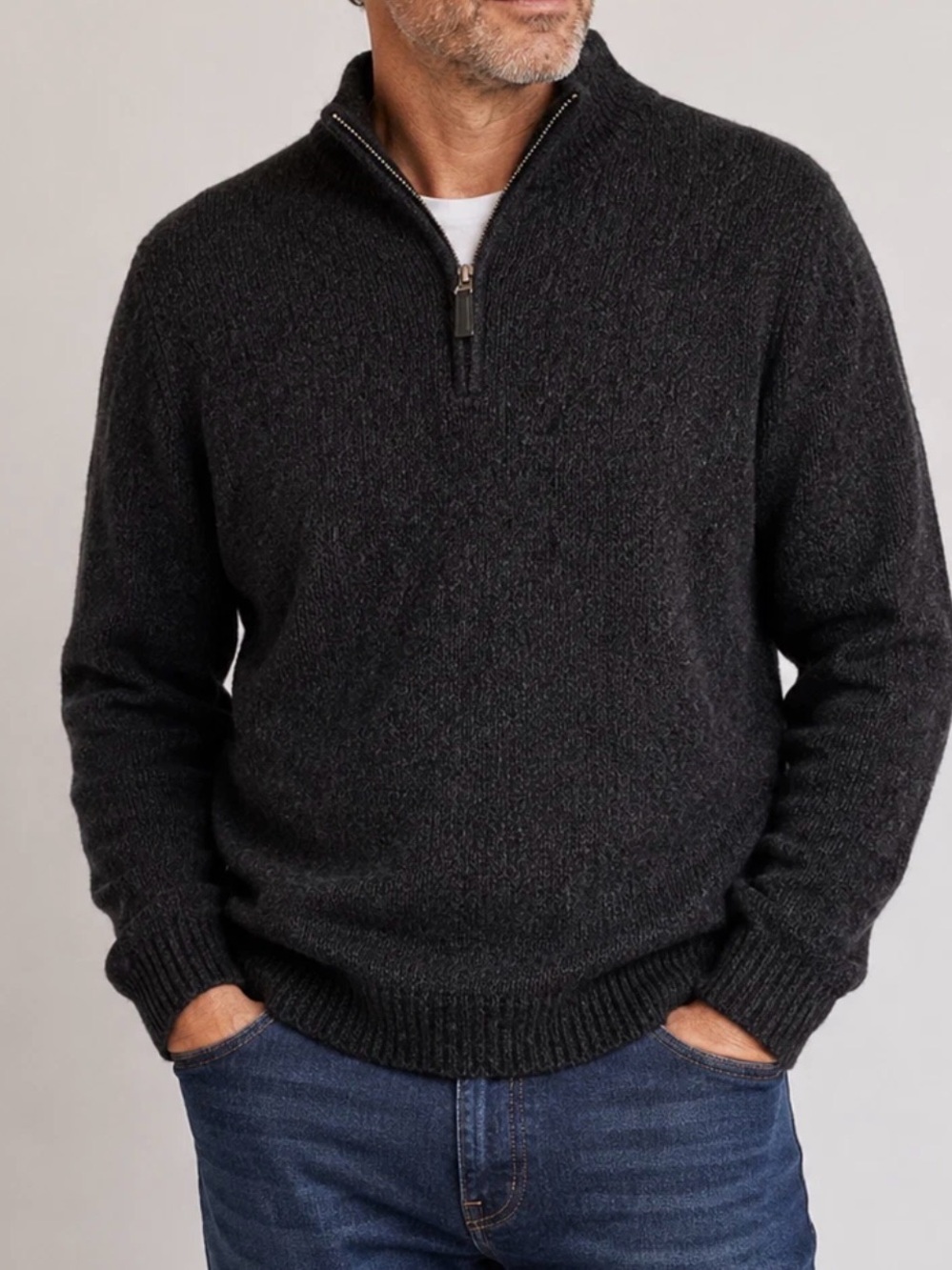 Weatherproof Men's Dark Charcoal Zip-Neck Sweater